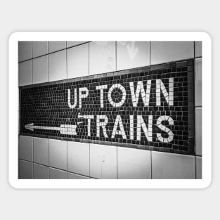 Up Town Trains (black and white) Sticker